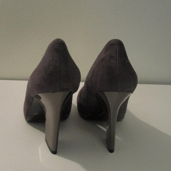 ENZO ANGIOLINI Genuine Suede PUMPS with Silver Leather High Heels & Insole - Picture 6 of 9